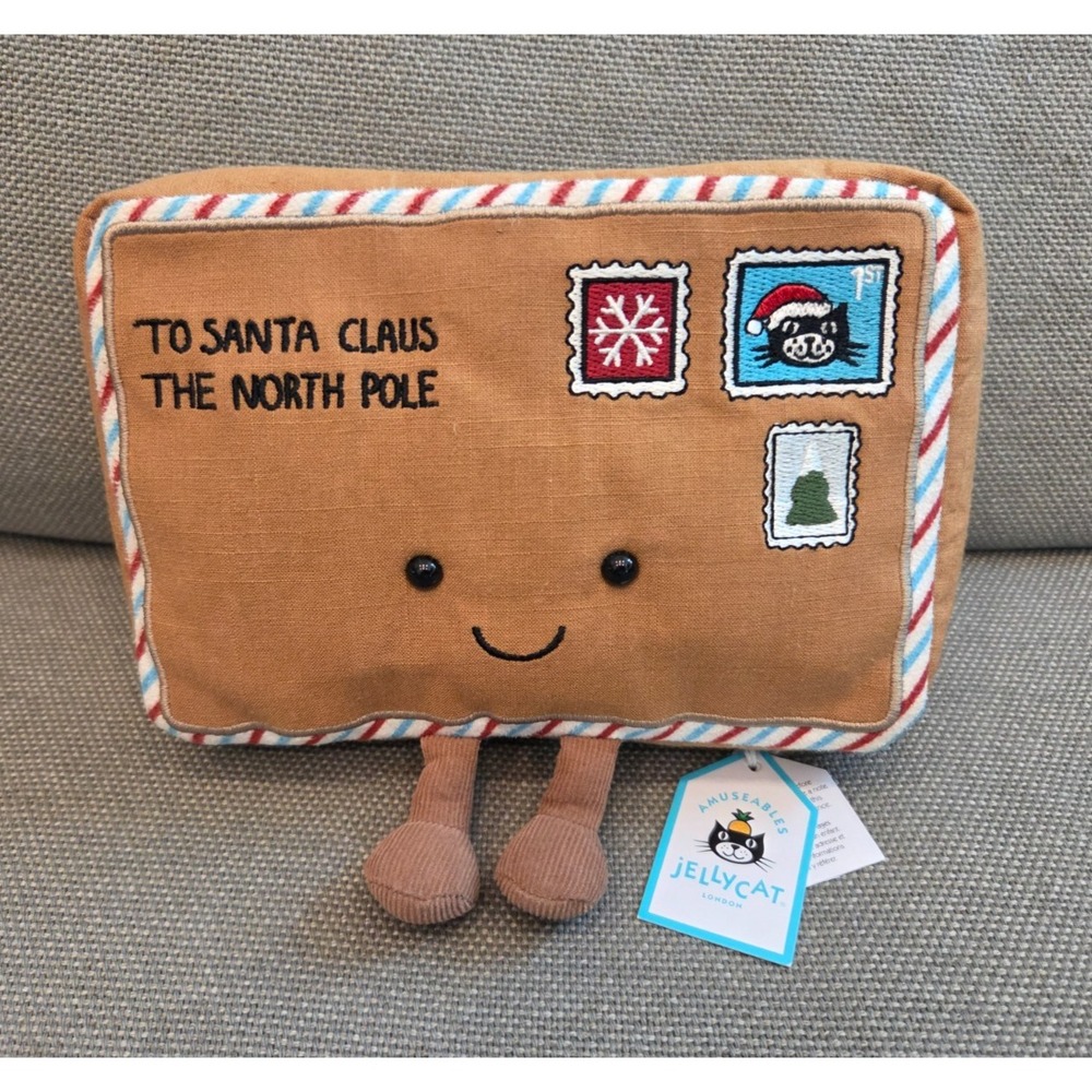 NWT Jellycat Amuseables Letter To Santa Holiday Plush Toy w/ Pocket for Mail